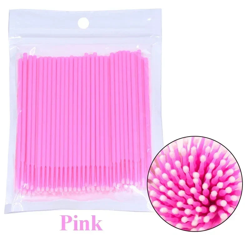 Brush Lash Extension 100Pcs Eyelash Cleaning Micro Cotton Swab Individual Eyelashes Microbrush Beauty Makeup Clean Remover Tools