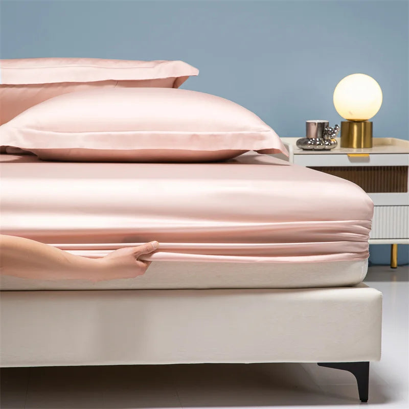 Luxury 100% Bamboo Bed Sheet Set with Fitted Sheets Flat Bedsheet Pillowcase Double Queen King Size Bedding Sets Smooth Silky