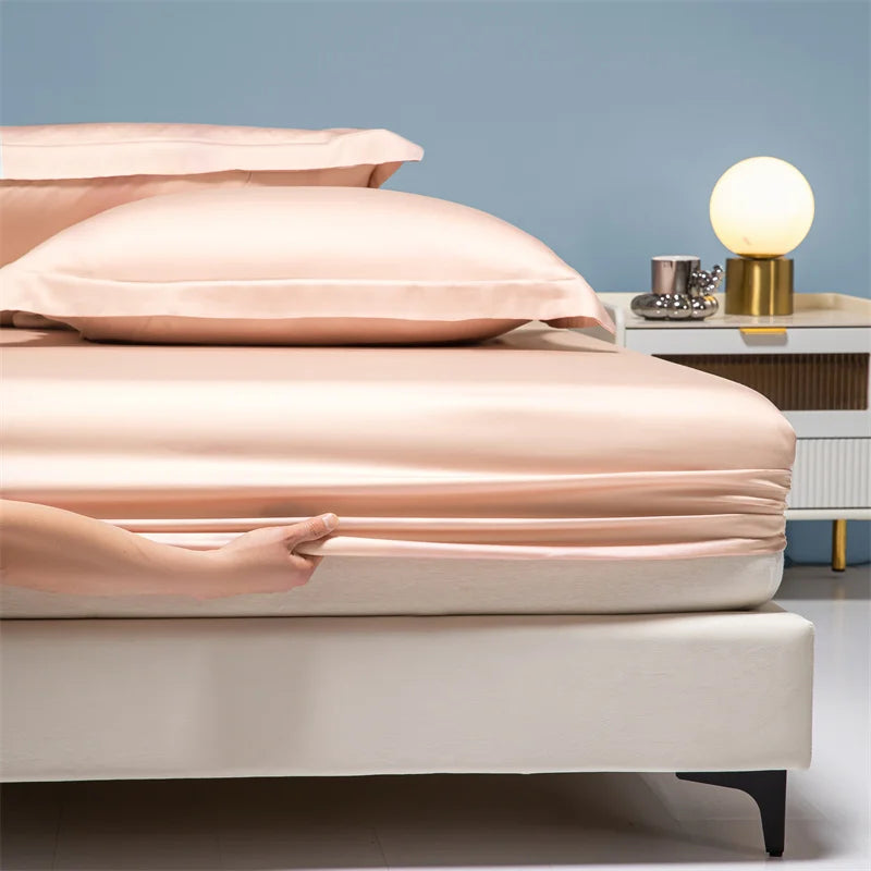 Luxury 100% Bamboo Bed Sheet Set with Fitted Sheets Flat Bedsheet Pillowcase Double Queen King Size Bedding Sets Smooth Silky