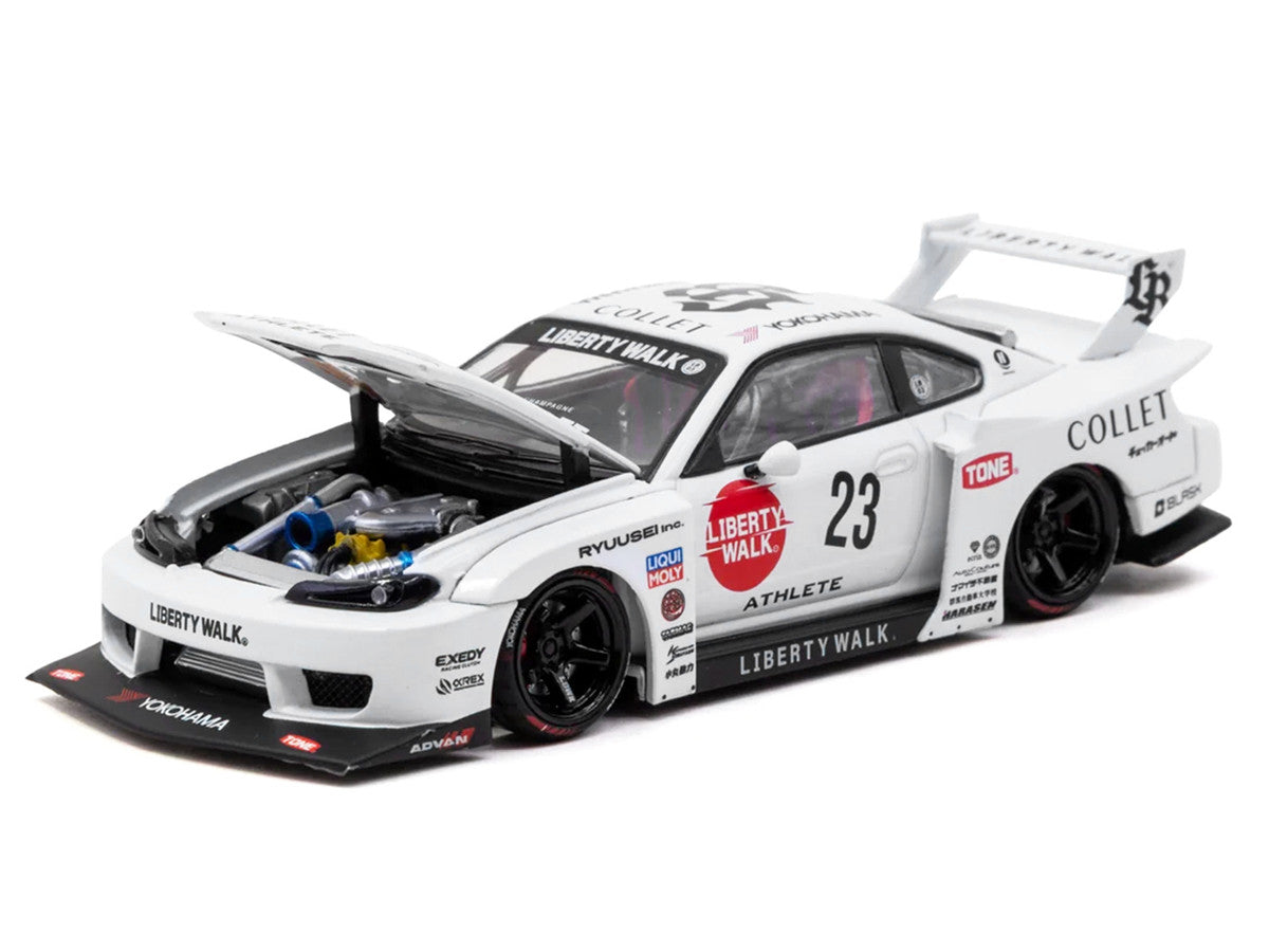 Nissan Silvia (S15) LB-Super Silhouette RHD (Right Hand Drive) #23 "Collet" White with Graphics "Hobby43" Series 1/43 Diecast Model Car by Tarmac Works