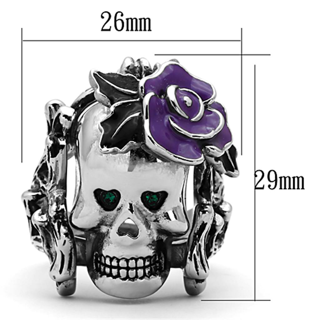 TK1122 - High polished (no plating) Stainless Steel Ring with Top Grade Crystal in Emerald