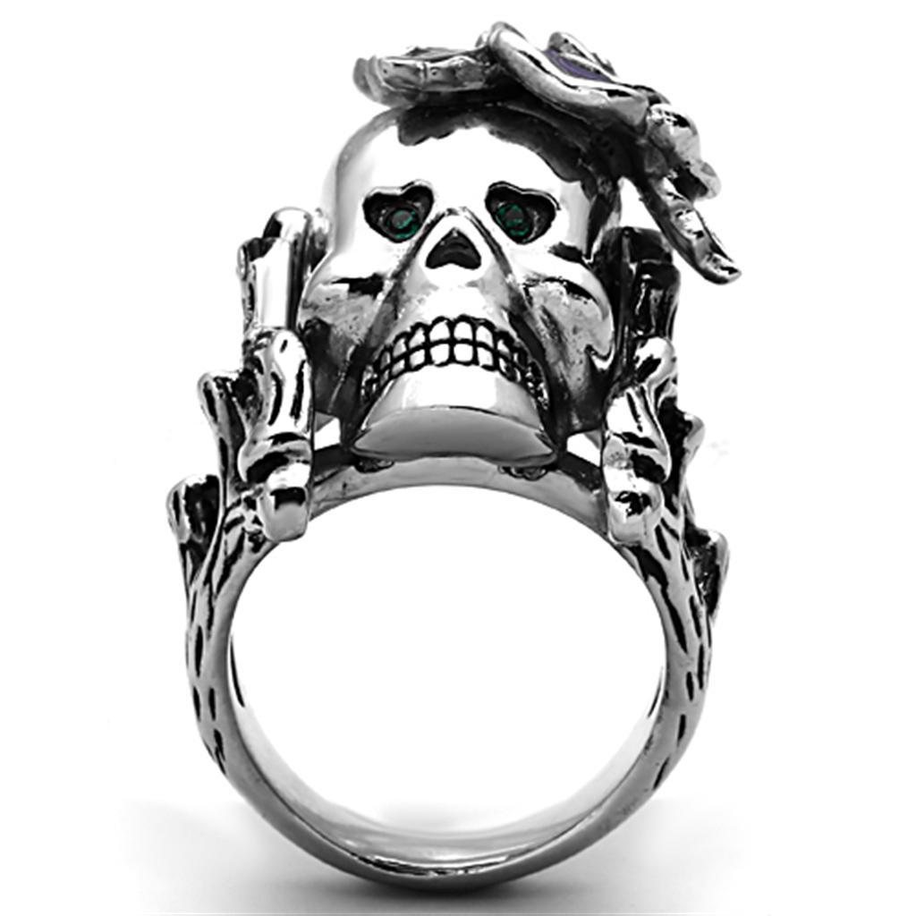 TK1122 - High polished (no plating) Stainless Steel Ring with Top Grade Crystal in Emerald