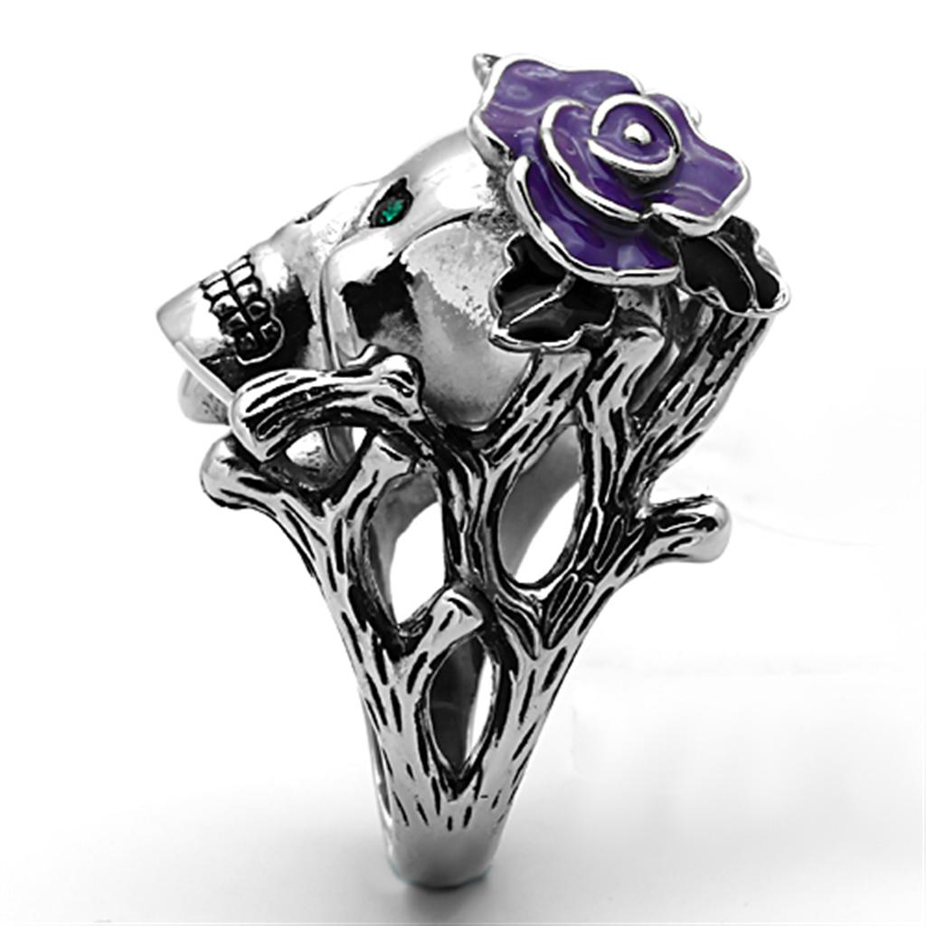 TK1122 - High polished (no plating) Stainless Steel Ring with Top Grade Crystal in Emerald