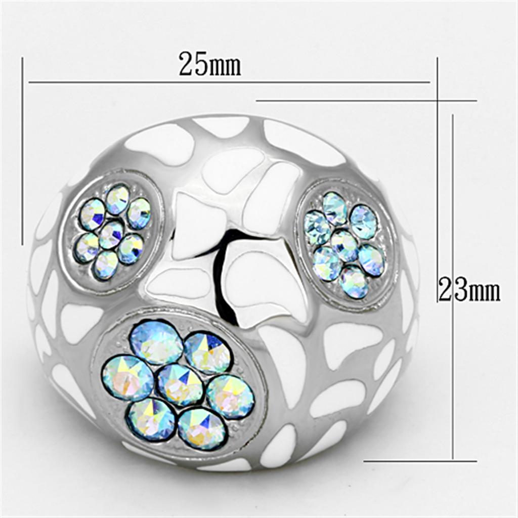 TK1172 - High polished (no plating) Stainless Steel Ring with Top Grade Crystal in Aquamarine AB
