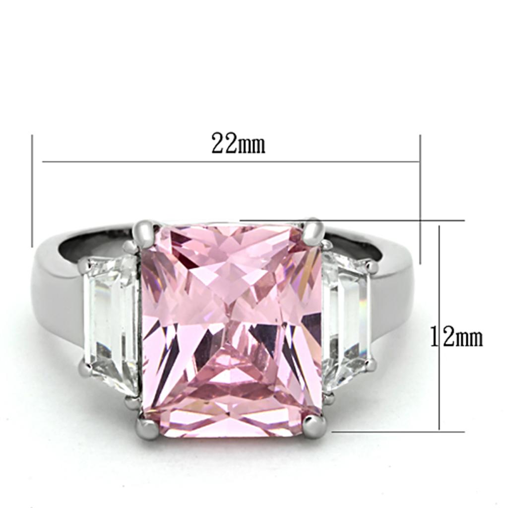 TK1224 - High polished (no plating) Stainless Steel Ring with AAA Grade CZ in Rose