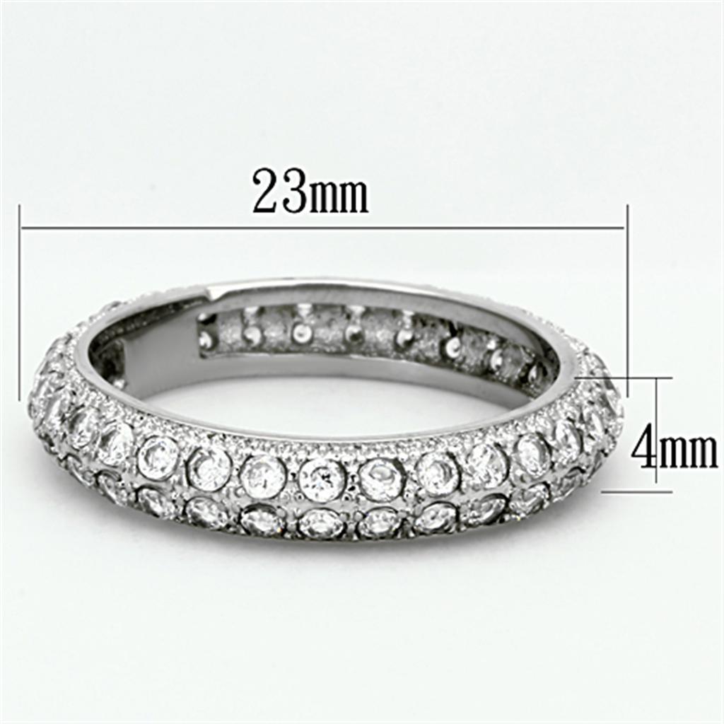 TK1225 - High polished (no plating) Stainless Steel Ring with AAA Grade CZ in Clear