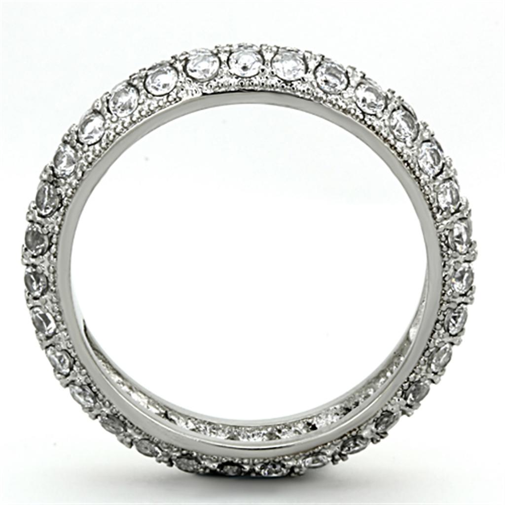 TK1225 - High polished (no plating) Stainless Steel Ring with AAA Grade CZ in Clear