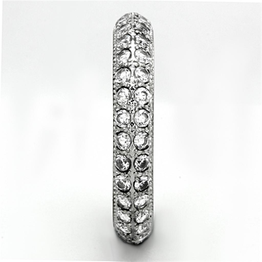 TK1225 - High polished (no plating) Stainless Steel Ring with AAA Grade CZ in Clear