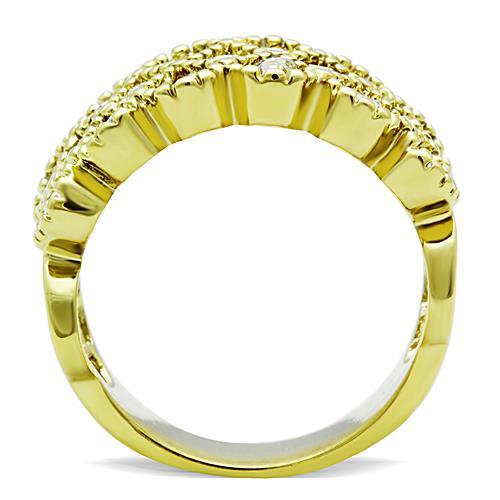 TK1394 - IP Gold(Ion Plating) Stainless Steel Ring with Top Grade Crystal in Clear