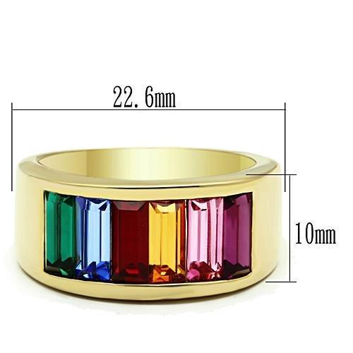 TK1415 - IP Gold(Ion Plating) Stainless Steel Ring with Top Grade Crystal in Multi Color