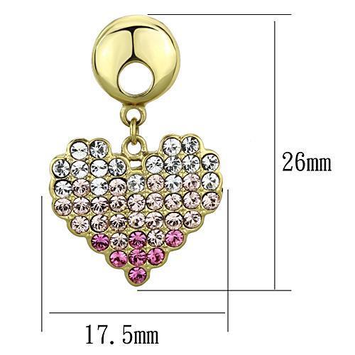 TK1456 - IP Gold(Ion Plating) Stainless Steel Earrings with Top Grade Crystal in Multi Color