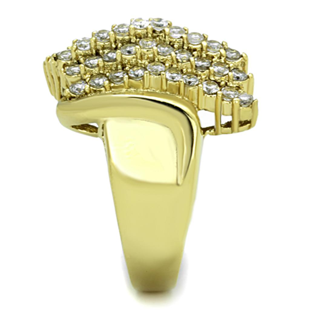 TK1554 - IP Gold(Ion Plating) Stainless Steel Ring with AAA Grade CZ in Clear