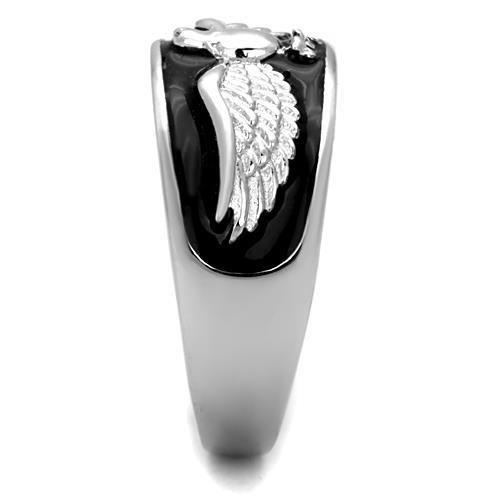 TK1597 - High polished (no plating) Stainless Steel Ring with Epoxy in Jet