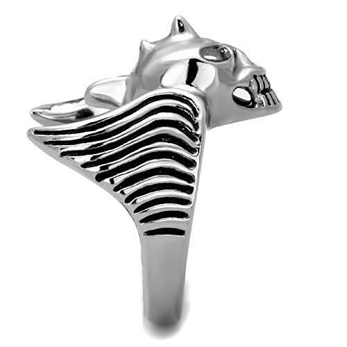 TK1599 - High polished (no plating) Stainless Steel Ring with Epoxy in Jet