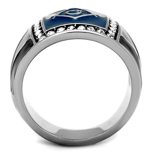 TK1612 - High polished (no plating) Stainless Steel Ring with Top Grade Crystal in Clear
