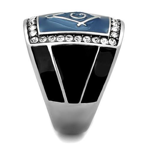 TK1612 - High polished (no plating) Stainless Steel Ring with Top Grade Crystal in Clear
