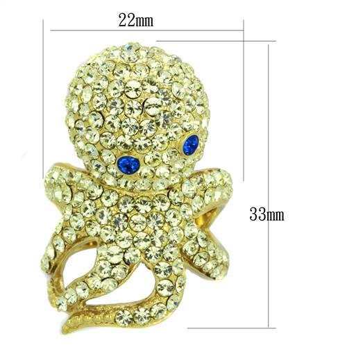 TK1640 - IP Gold(Ion Plating) Stainless Steel Ring with Top Grade Crystal in Multi Color