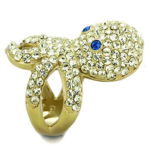 TK1640 - IP Gold(Ion Plating) Stainless Steel Ring with Top Grade Crystal in Multi Color