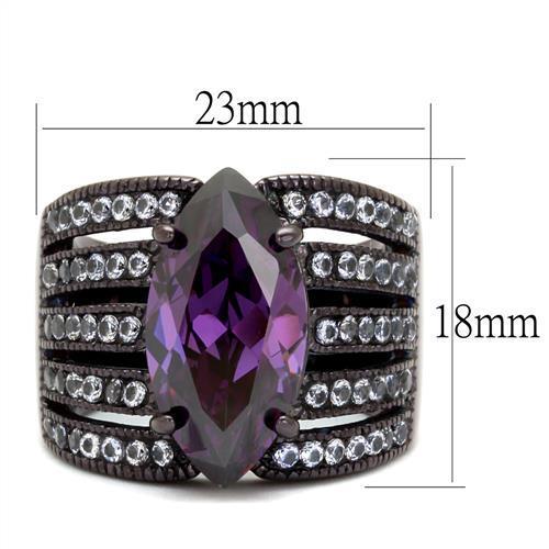 TK1752DC - IP Dark Brown (IP coffee) Stainless Steel Ring with AAA Grade CZ in Amethyst