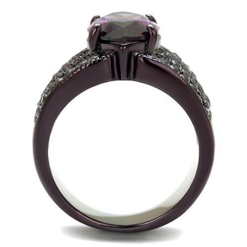 TK1752DC - IP Dark Brown (IP coffee) Stainless Steel Ring with AAA Grade CZ in Amethyst