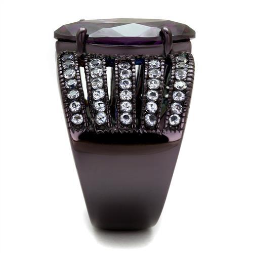 TK1752DC - IP Dark Brown (IP coffee) Stainless Steel Ring with AAA Grade CZ in Amethyst