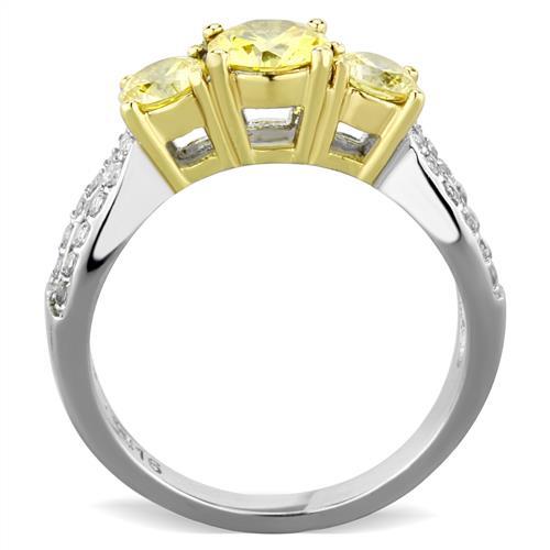 TK1795 - Two-Tone IP Gold (Ion Plating) Stainless Steel Ring with AAA Grade CZ in Topaz