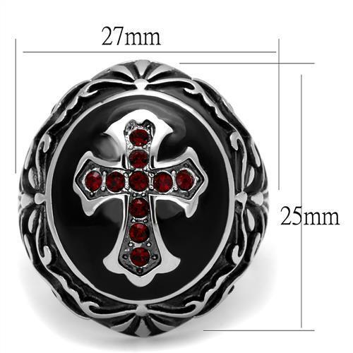 TK2229 - High polished (no plating) Stainless Steel Ring with Top Grade Crystal in Siam
