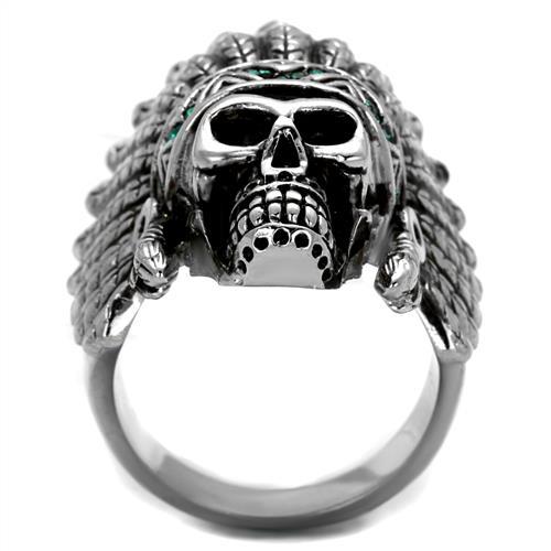 TK2245 - High polished (no plating) Stainless Steel Ring with Top Grade Crystal in Emerald