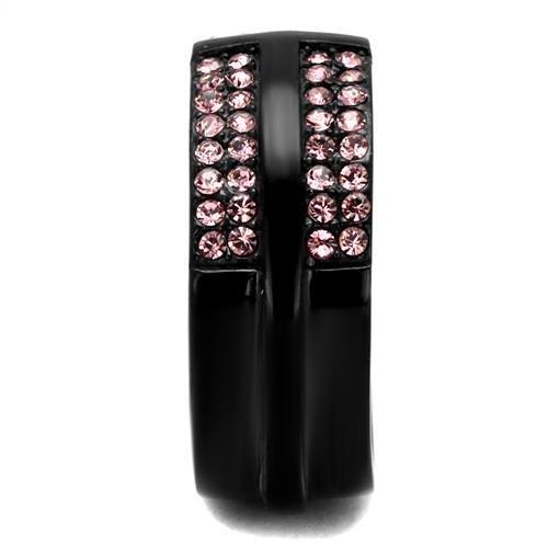 TK2280 - IP Black(Ion Plating) Stainless Steel Ring with Top Grade Crystal in Light Amethyst