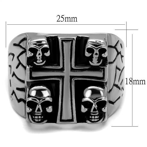 TK2316 - High polished (no plating) Stainless Steel Ring with Epoxy in Jet