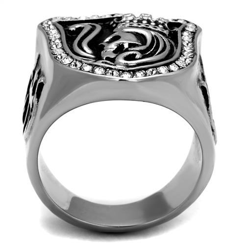 TK2328 - High polished (no plating) Stainless Steel Ring with Top Grade Crystal in Clear