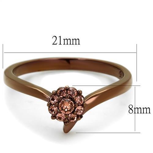 TK2612 - IP Coffee light Stainless Steel Ring with Top Grade Crystal in Light Peach
