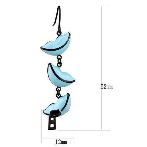 TK2624 - IP Black(Ion Plating) Stainless Steel Earrings with Epoxy in Sea Blue