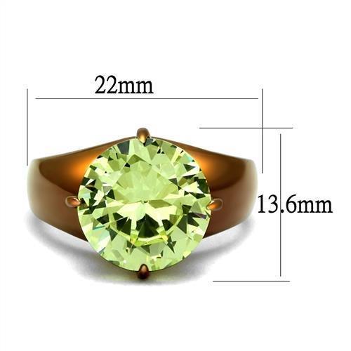 TK2839 - IP Coffee light Stainless Steel Ring with AAA Grade CZ in Apple Green color