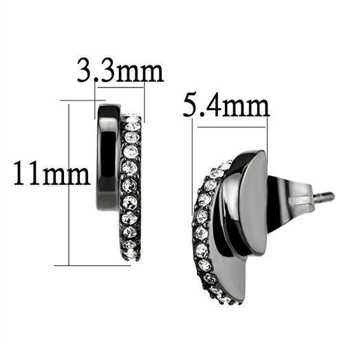 TK2855 - IP Light Black (IP Gun) Stainless Steel Earrings with Top Grade Crystal in Clear