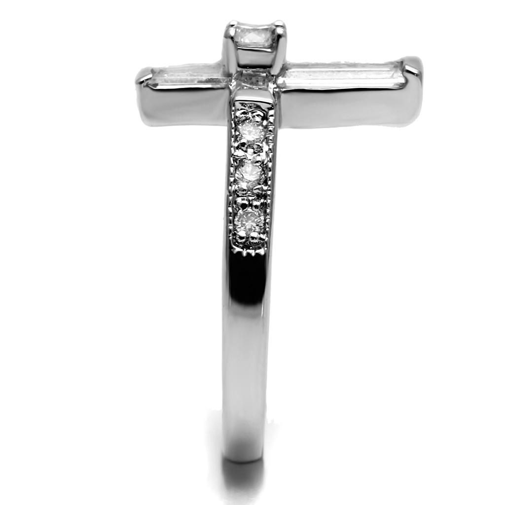 TK2871 - High polished (no plating) Stainless Steel Ring with AAA Grade CZ in Clear