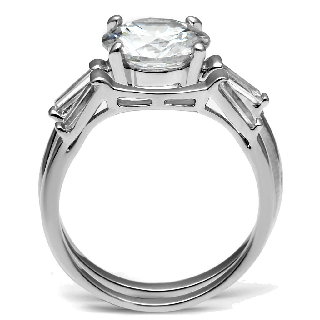 TK2878 - High polished (no plating) Stainless Steel Ring with AAA Grade CZ in Clear