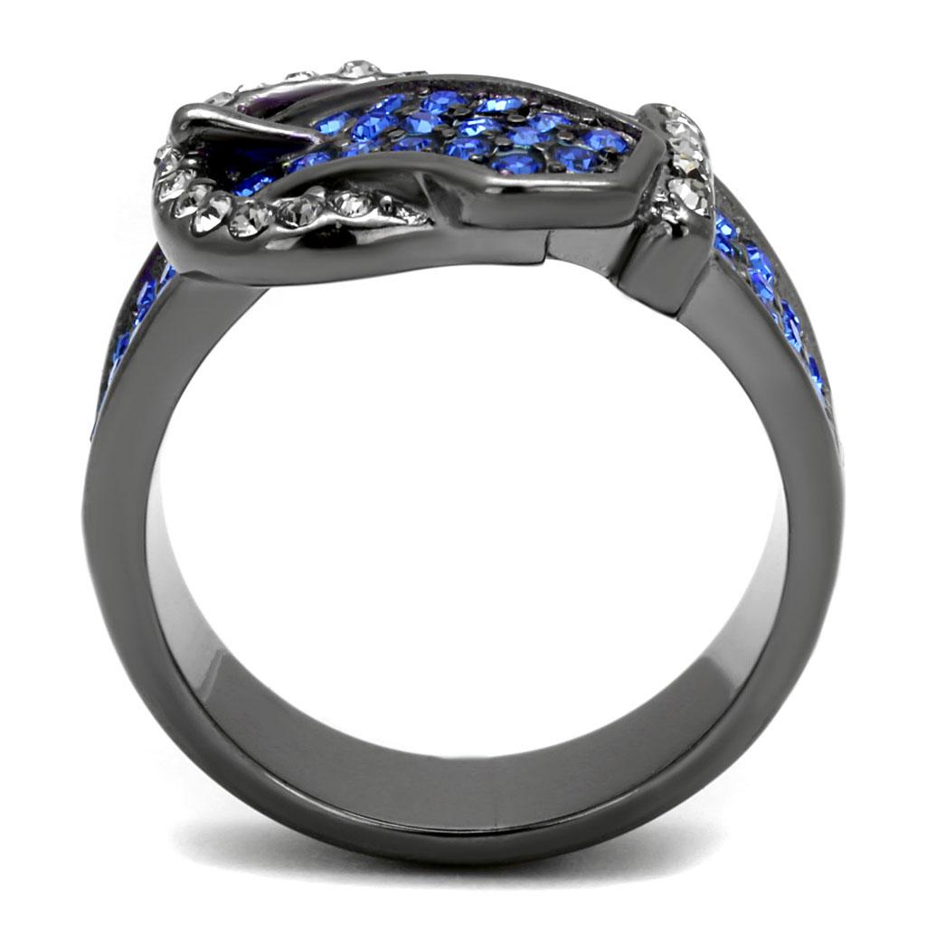 TK2995 - IP Light Black (IP Gun) Stainless Steel Ring with Top Grade Crystal in Multi Color