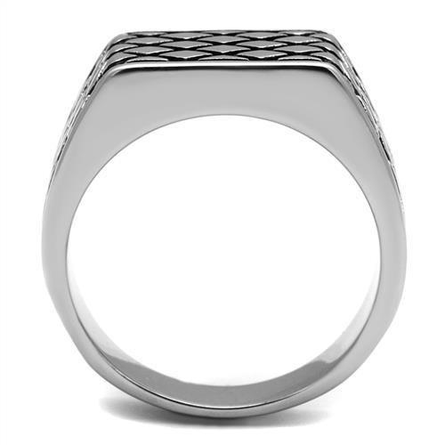 TK3009 - High polished (no plating) Stainless Steel Ring with Epoxy in Jet