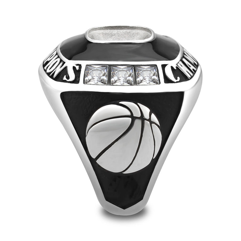 TK3944 - High polished (no plating) Stainless Steel Ring with AAA Grade CZ in Clear