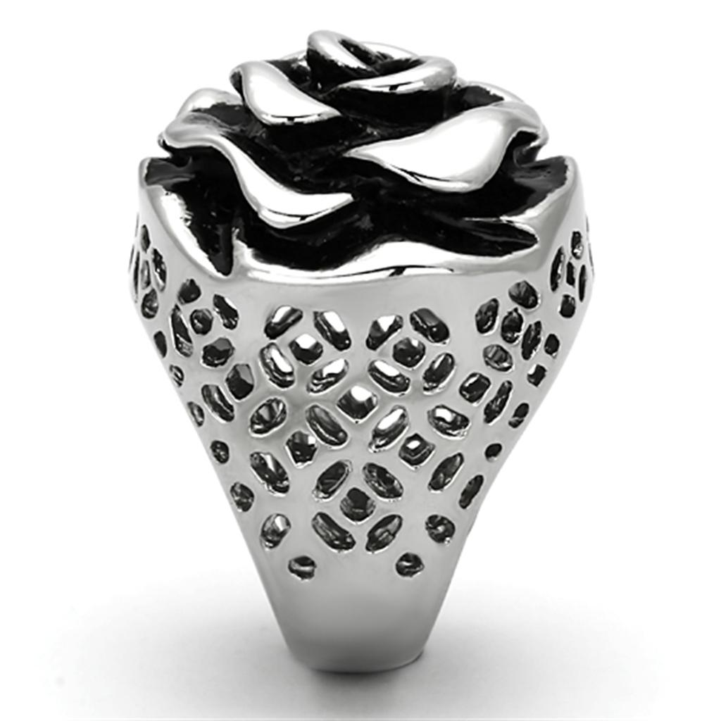 TK922 - High polished (no plating) Stainless Steel Ring with Epoxy in Jet