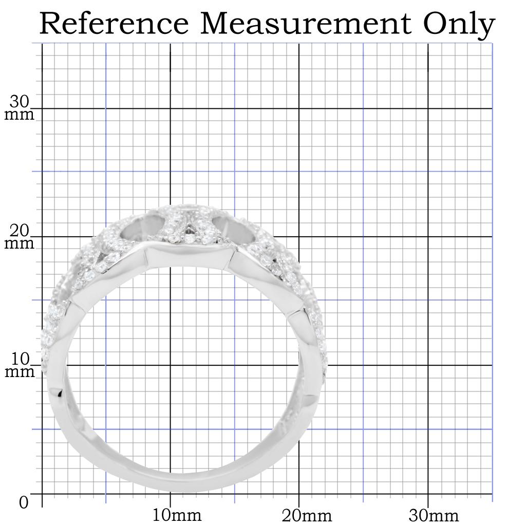 TS009 - Rhodium 925 Sterling Silver Ring with AAA Grade CZ in Clear