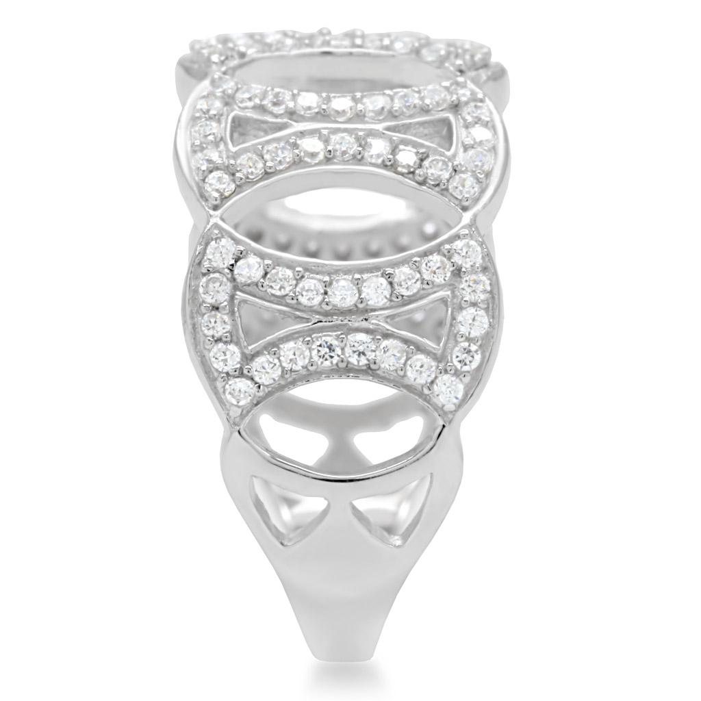 TS009 - Rhodium 925 Sterling Silver Ring with AAA Grade CZ in Clear