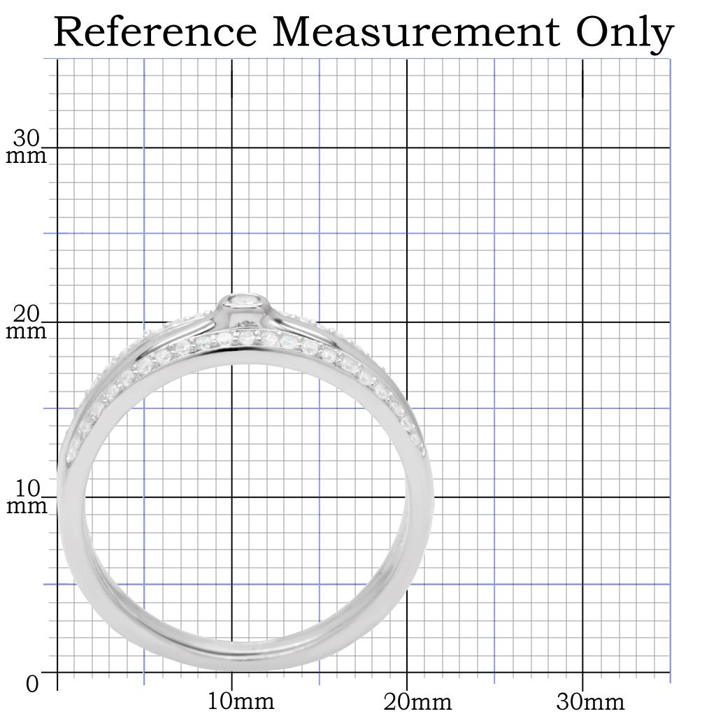 TS013 - Rhodium 925 Sterling Silver Ring with AAA Grade CZ in Clear