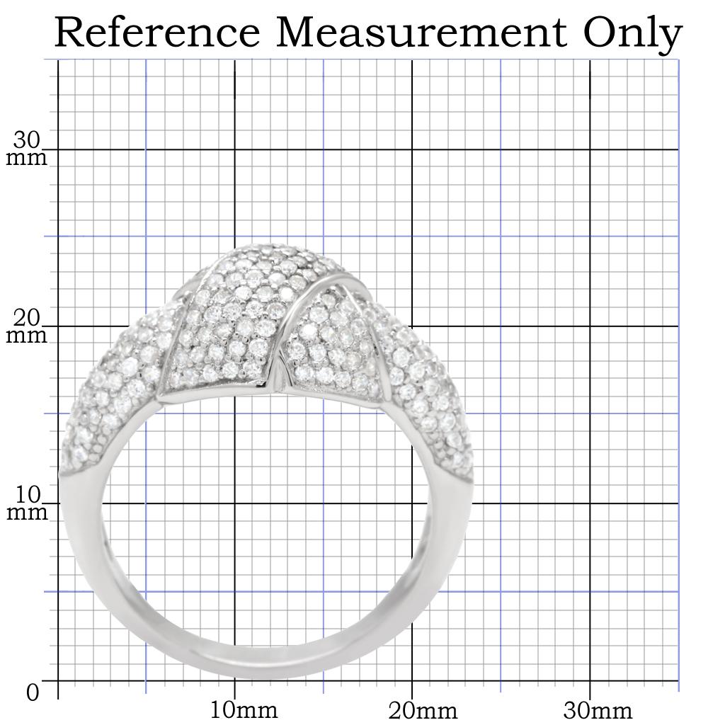 TS016 - Rhodium 925 Sterling Silver Ring with AAA Grade CZ in Clear
