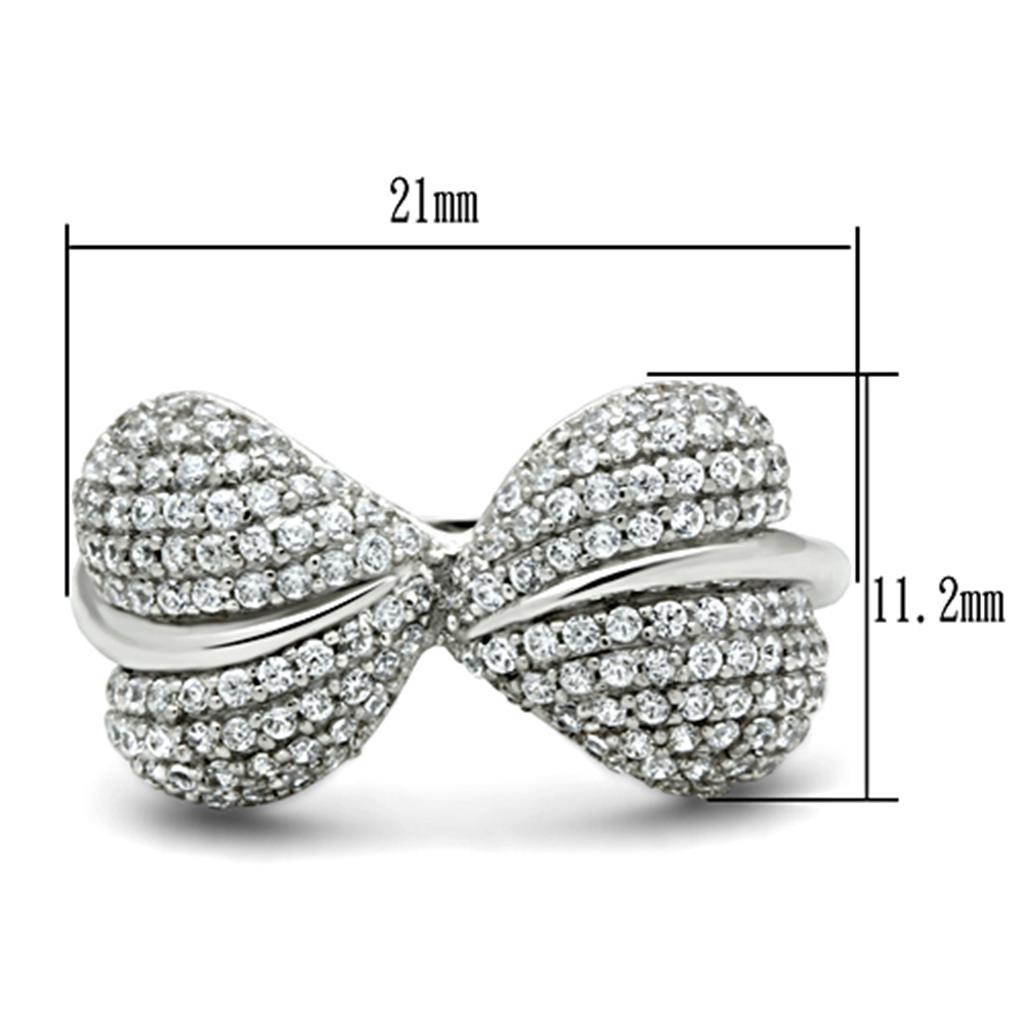 TS050 - Rhodium 925 Sterling Silver Ring with AAA Grade CZ in Clear