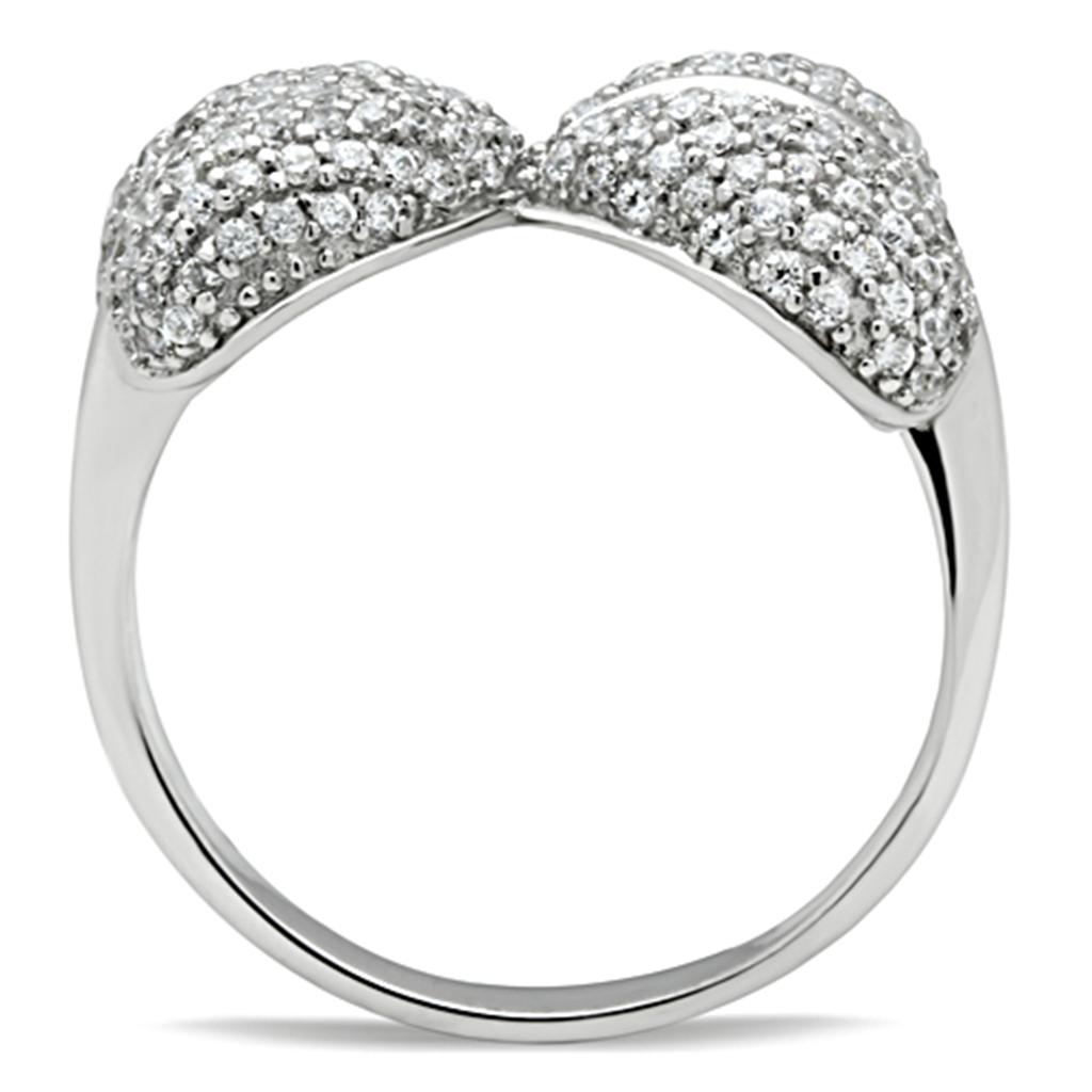 TS050 - Rhodium 925 Sterling Silver Ring with AAA Grade CZ in Clear