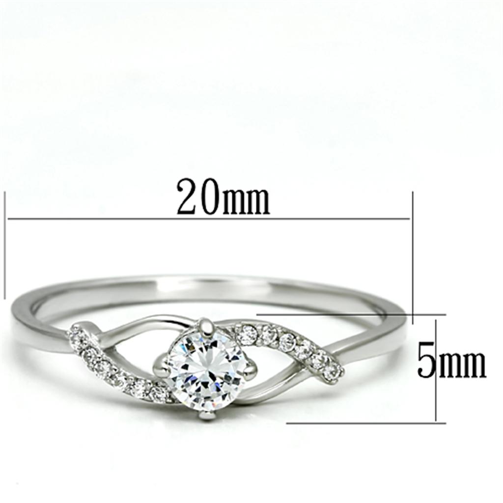 TS085 - Rhodium 925 Sterling Silver Ring with AAA Grade CZ in Clear