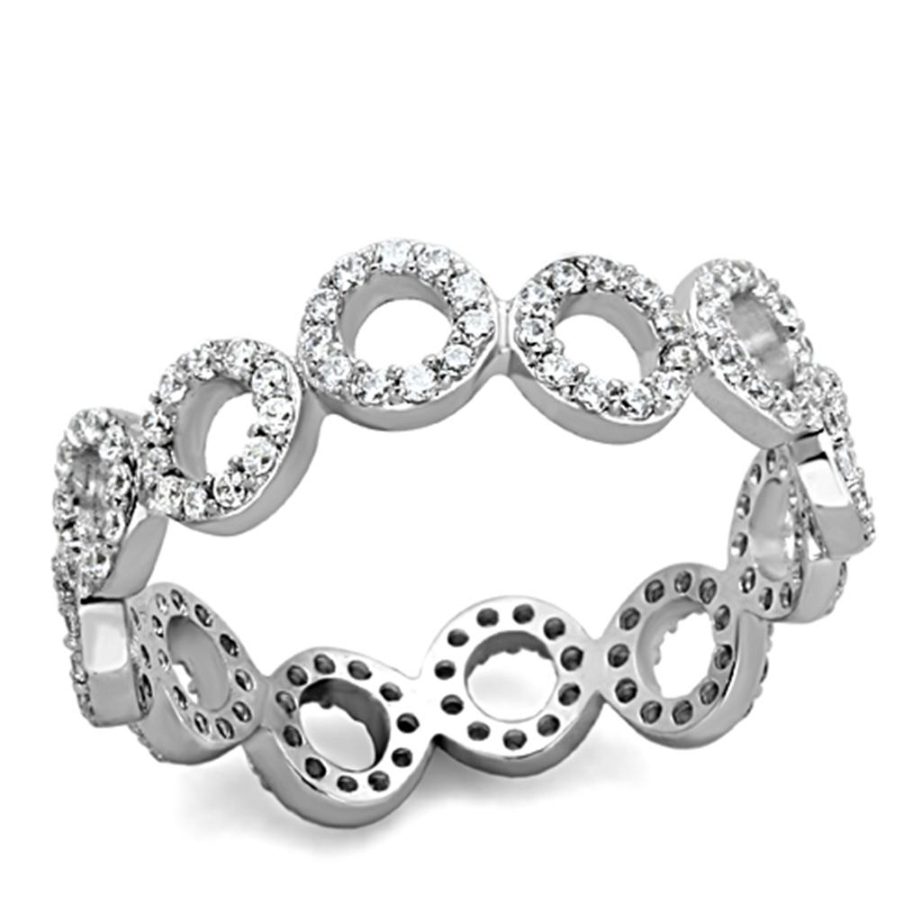 TS139 - Rhodium 925 Sterling Silver Ring with AAA Grade CZ in Clear