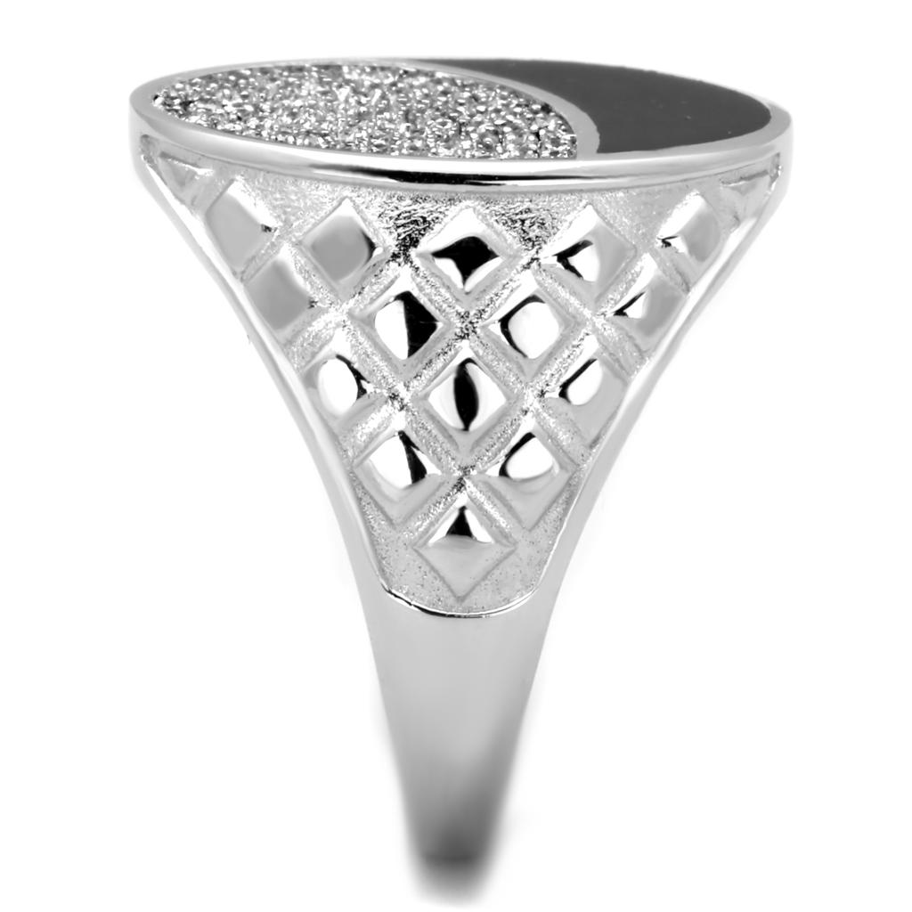 TS216 - Rhodium 925 Sterling Silver Ring with AAA Grade CZ in Clear
